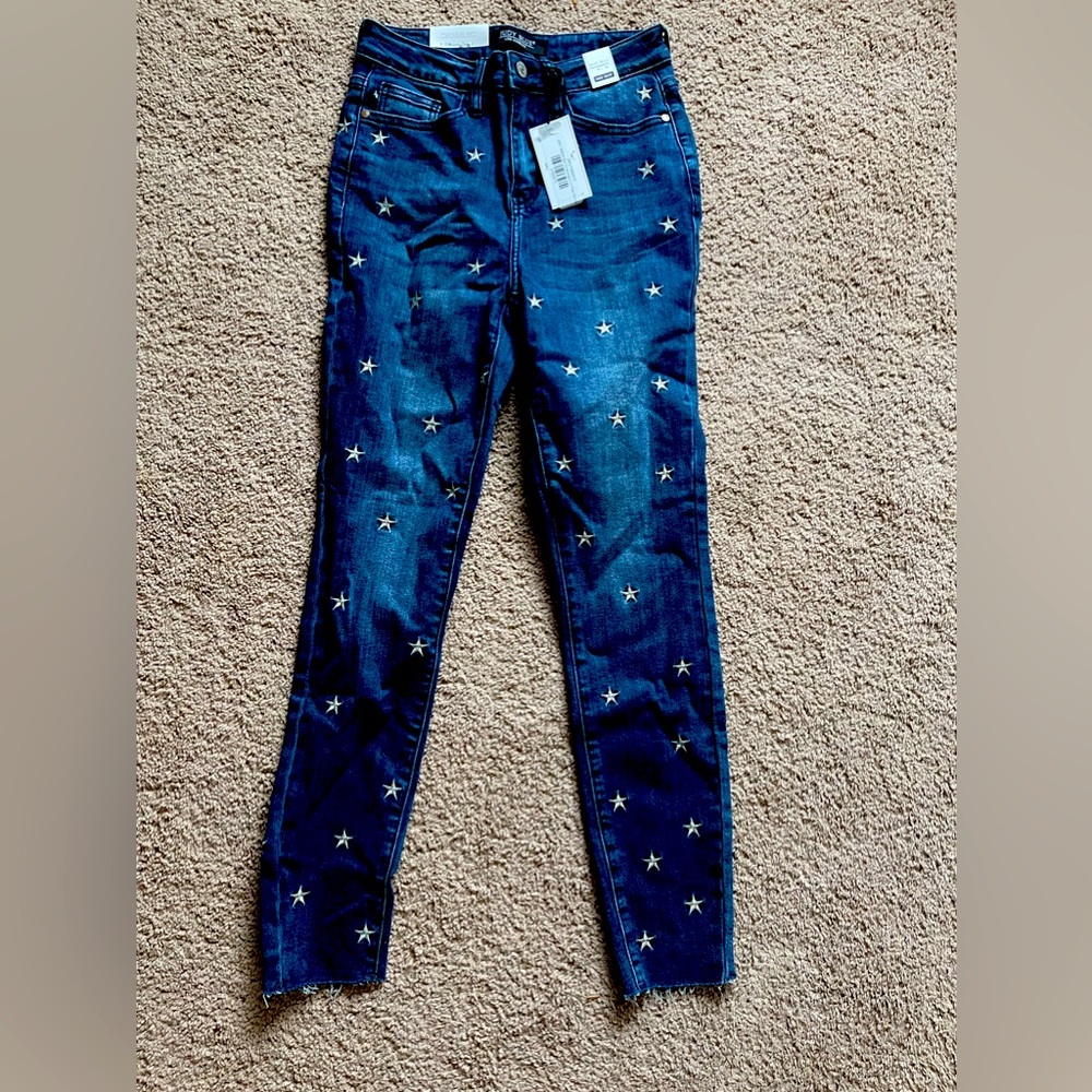 NWT Judy Blue Star Embroidered Skinny Jeans Size 3/26